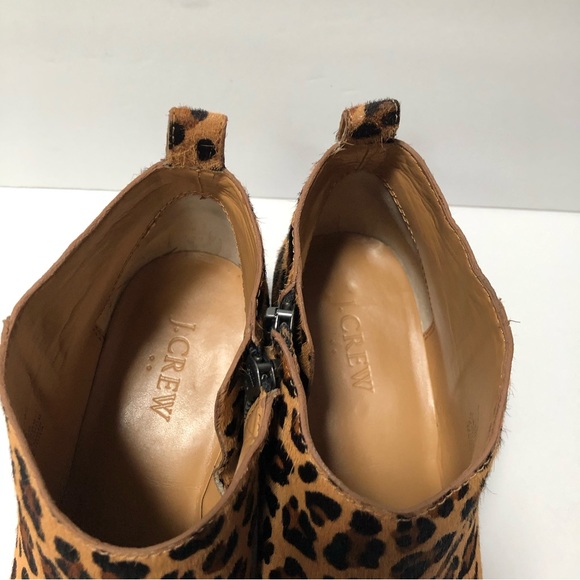J.Crew factory leopard print leather upper ankle boots size 8 gently worn - Picture 10 of 12